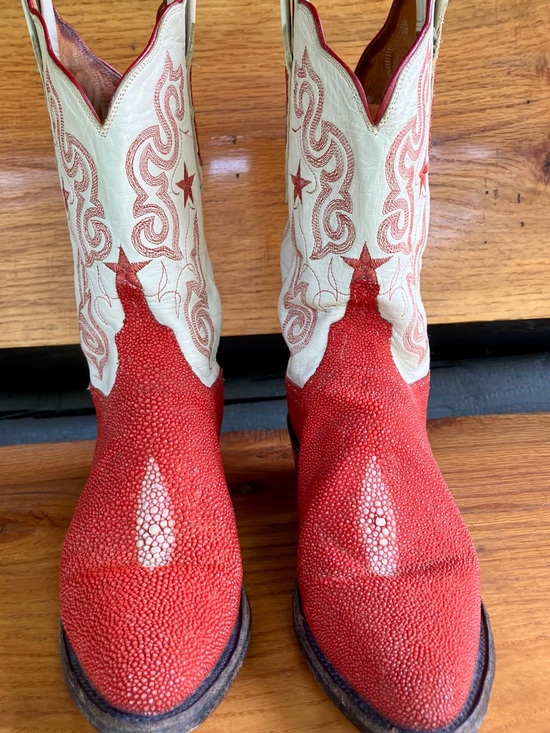 Lucchese Shoes - Red Lucchese 1883 Stingray Cowboy boots 9 B